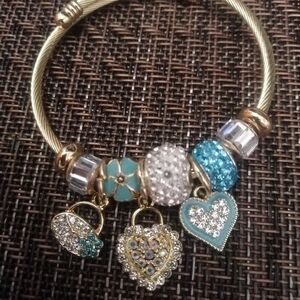 Gold and Blue Charm Bracelet